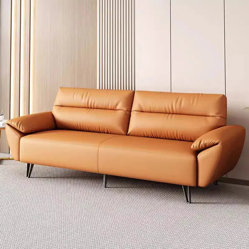 Simple modern business, light luxury leather three-person sofa