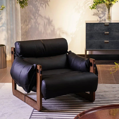 Leisure Chair in Ancient Oil Wax Leather Single Sofa Home Recliner Chairs for Bedroom