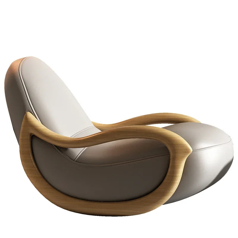 Cream Style Rocking Chair Chinese Lazy Sofa Recliner Technology Fabrics Balcony Leisure Chair