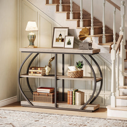 Tribesigns 41.3" Console Table, Industrial 3-Tier Entryway Table with Arched Metal Frame and Storage Shelves for Living Room
