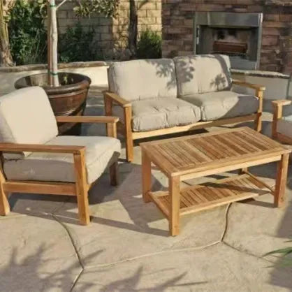 Leisure Outdoor wood Furniture waterproof villa sectional garden solid teak  wood outdoor sofa