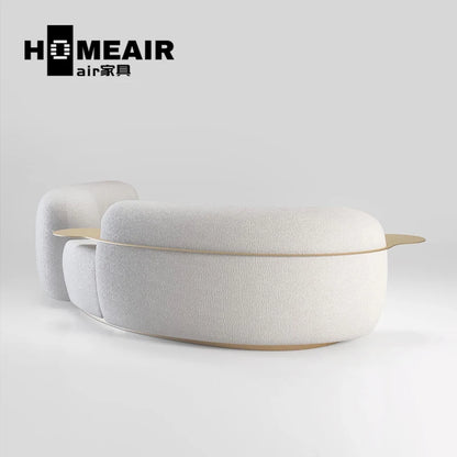 Modern light luxury living room lamb wool curved pea sofa, Italian cream ins style fashion cashew sofa customization