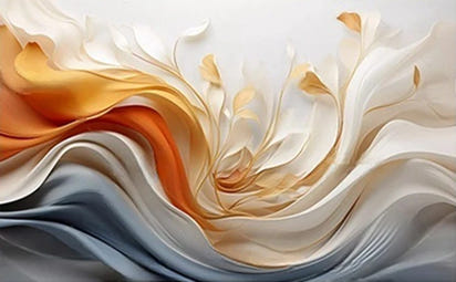 MU8751 Custom Creative high-end Chinese abstract ribbon feather sofa living room and bedroom  background wall paper mural