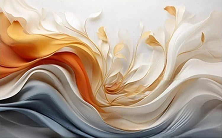 MU8751 Custom Creative high-end Chinese abstract ribbon feather sofa living room and bedroom  background wall paper mural