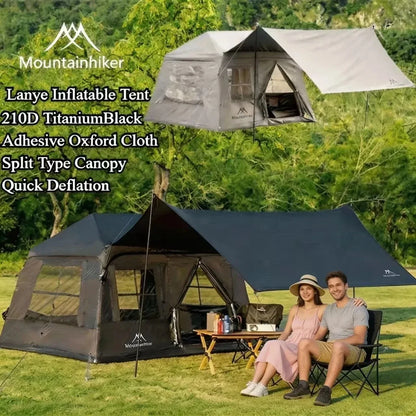 MOUNTAINHIKER 4-6 Person Outdoor Camping Manual Inflation Tent Anti-UV Shade Waterproof Air Tent Hiking Quick Open Beach Fishing