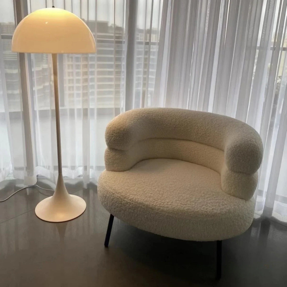 Bohemian Fluffy Accent Chair Modern Lamb Wool Lounge Chaise Plush Single Sofa for Small Space  Luxury Vanity Stool for Bedroom