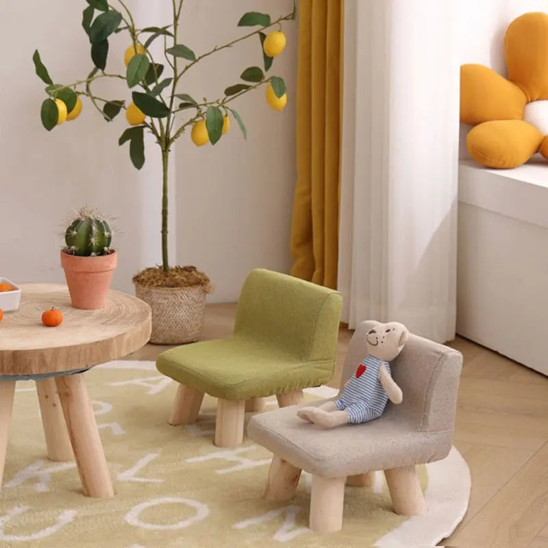 Nordic Wooden Chair with Backrest Strong Load Capacity for Bedroom Living Room Shoe Changing Low Chair Stool Home Furniture