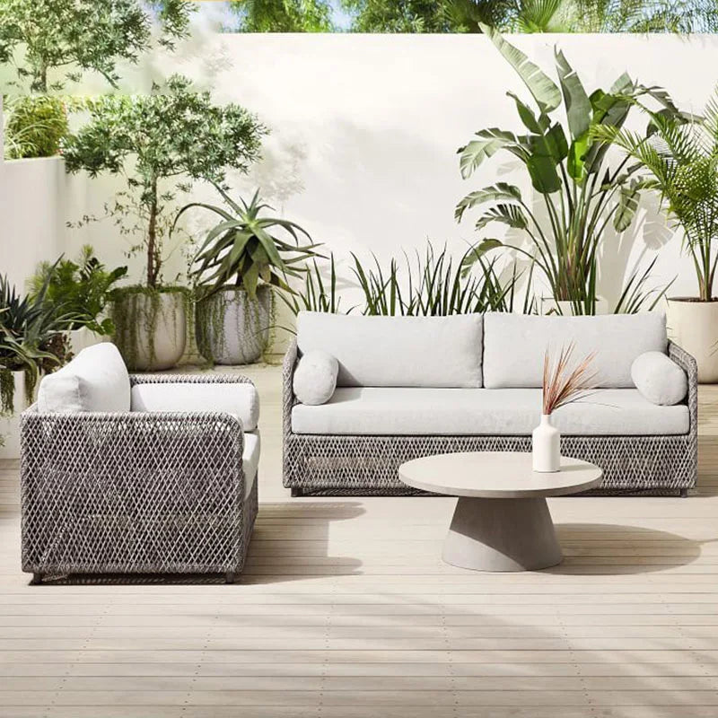 Nordic outdoor sofa, courtyard, terrace, balcony, leisure rattan chair, living room, outdoor waterproof High Quality
