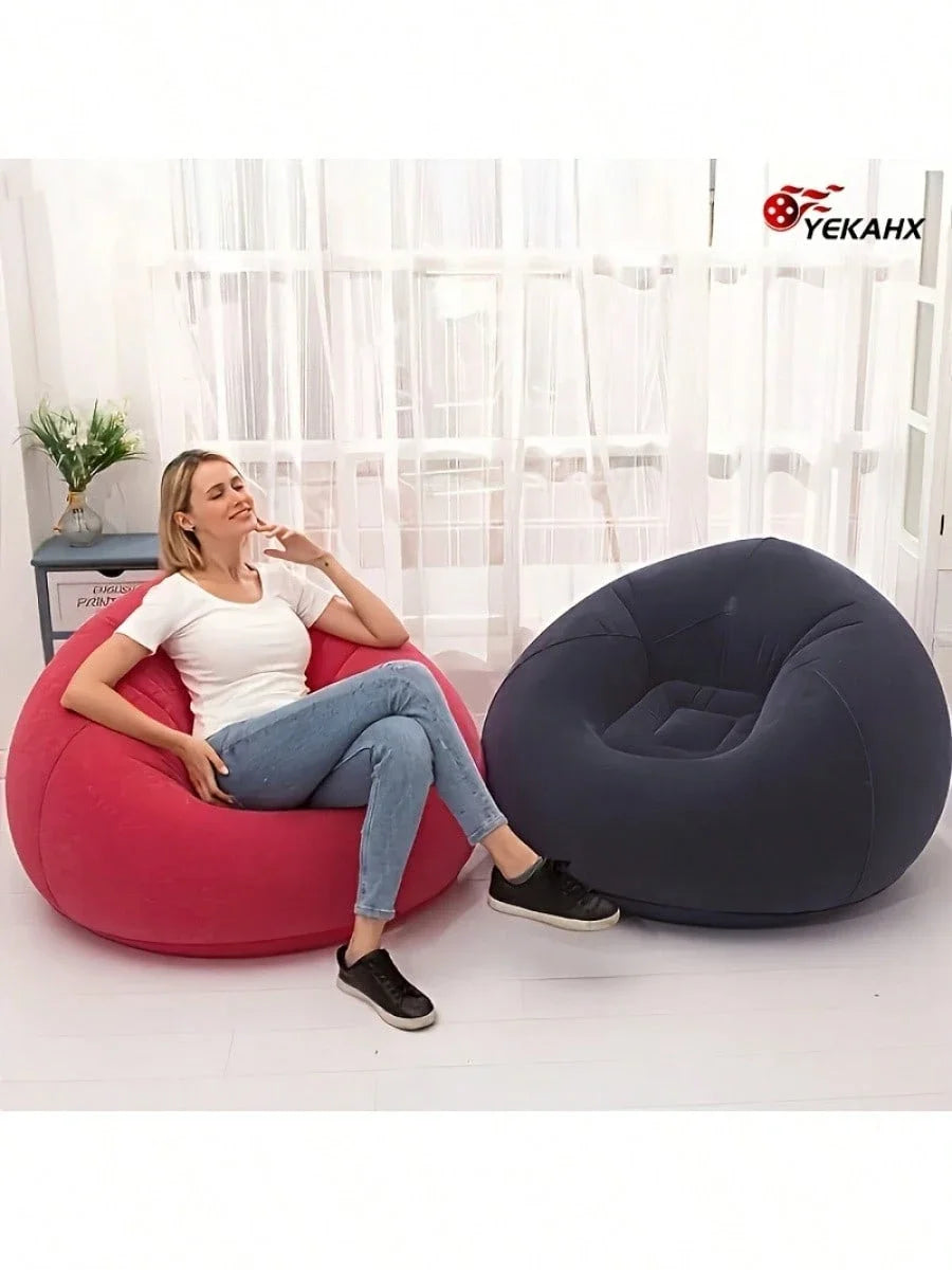 Inflatable Soybean Bag Chair - Soft/Comfortable Lazy Seat for Living Room/Office/Outdoor Camping (Father's Day Gift)