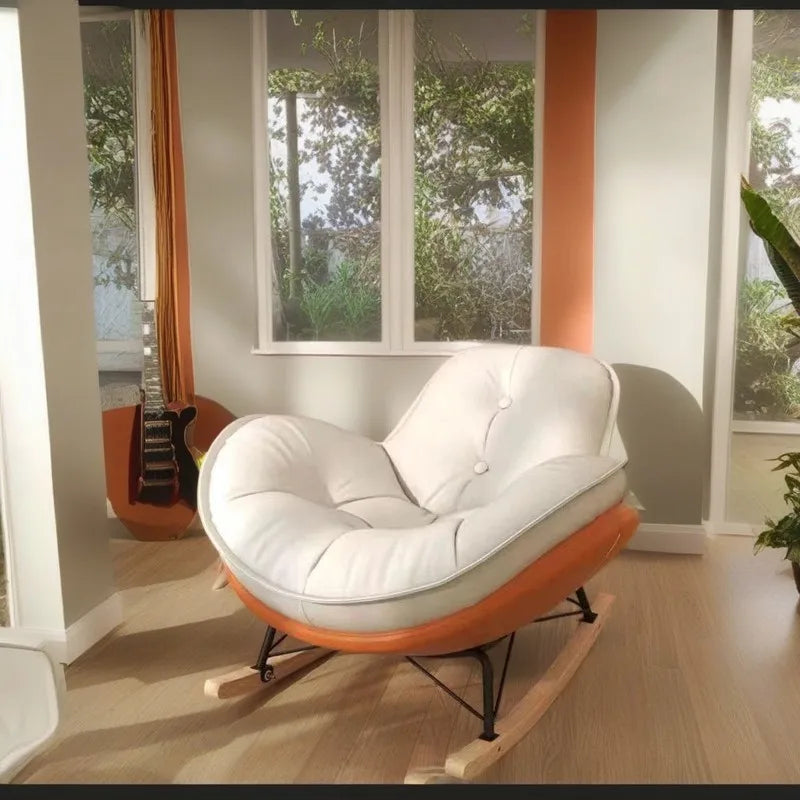 Home Leisure Chair Lazy Sofa Can Lie Down and Sleep Rocking Chair Net Match Color Balcony Side Sofa Chair Single Recliner