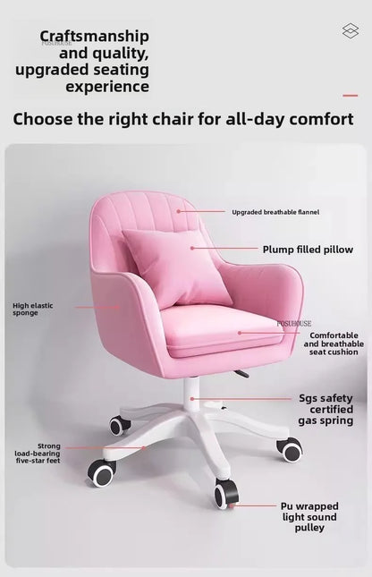 Nordic Style Office Chairs Leisure Home Computer Chairs Student Backrest Lift Chair Single Swivel Armchairs for Office Furniture