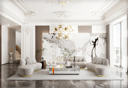 Italian Designer Luxury Living Room Sofa Set Villa Modern Couch Metal Base Velvet Curved Home Hotel Living Room Furniture
