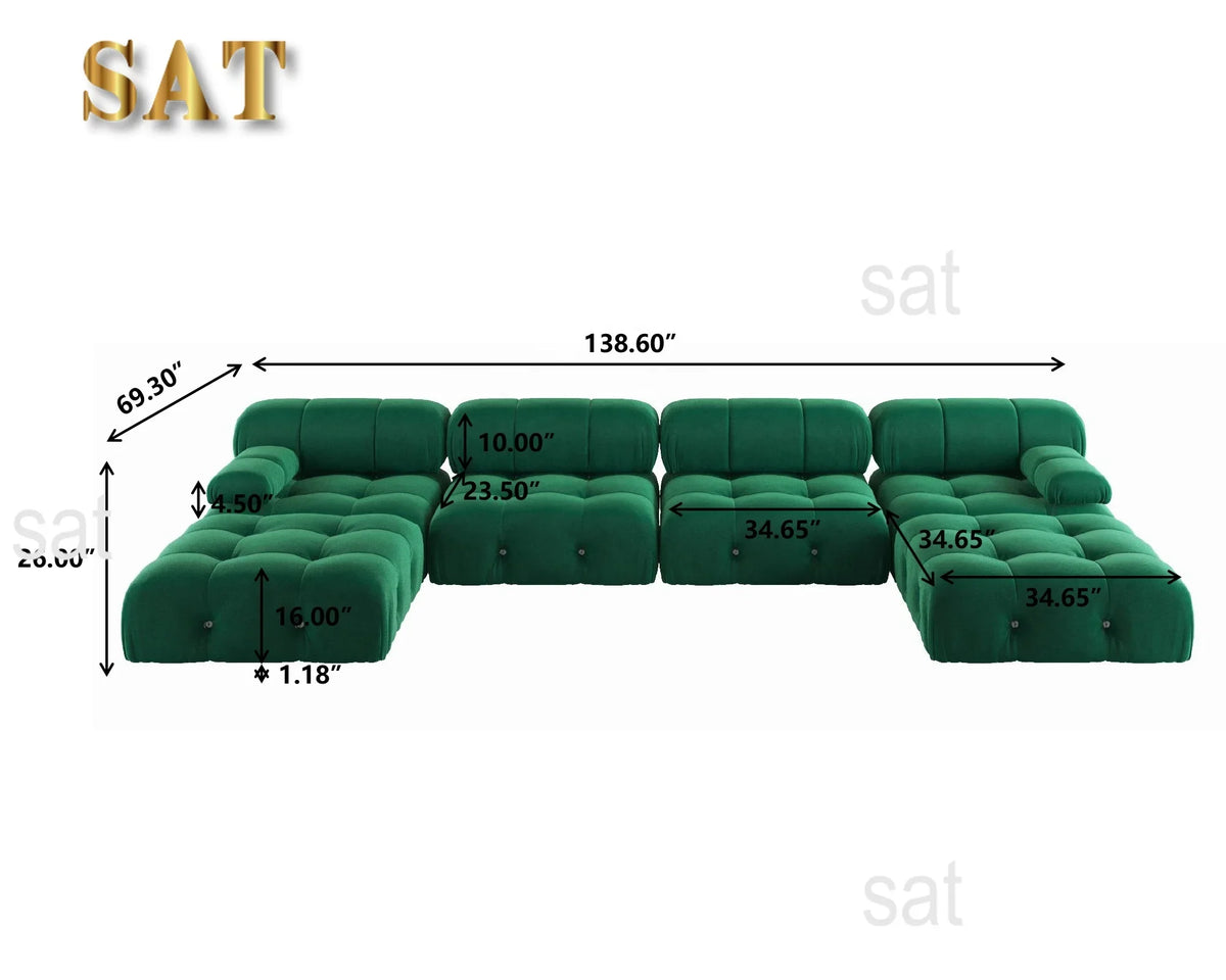 A For ATUNUS Popular Design Corner Modular Sectional Sofa Artistic High Fashion Velvet Fabric U Shape Couch For Hotel