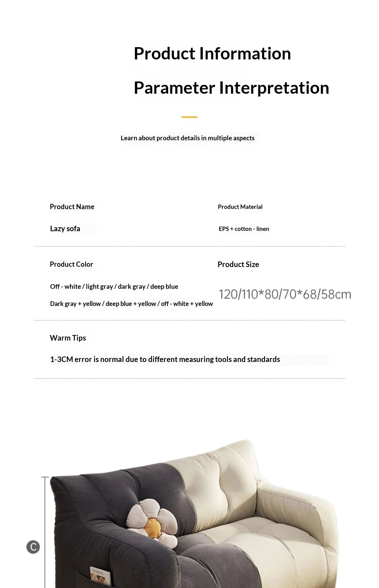 Sofa Bed Living Room Convertible Fabric Sofa Small Apartment Two Three Seater Tatami Lounge Lazy Couch Modern Home Furniture