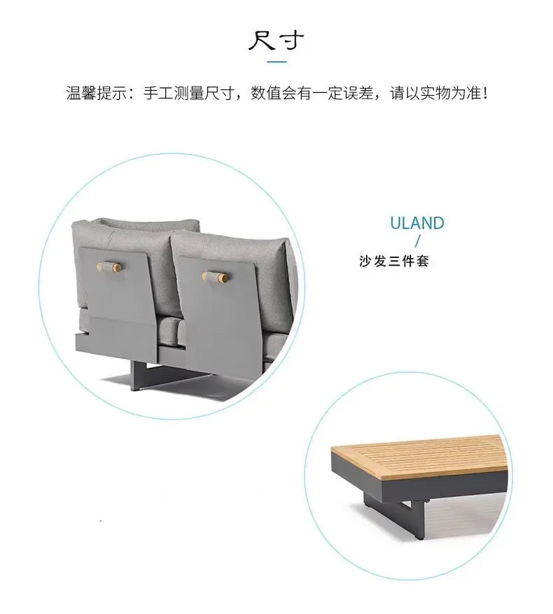 Teak outdoor sofa patio balcony garden villa hotel preservative wood rattan chair sofa furniture