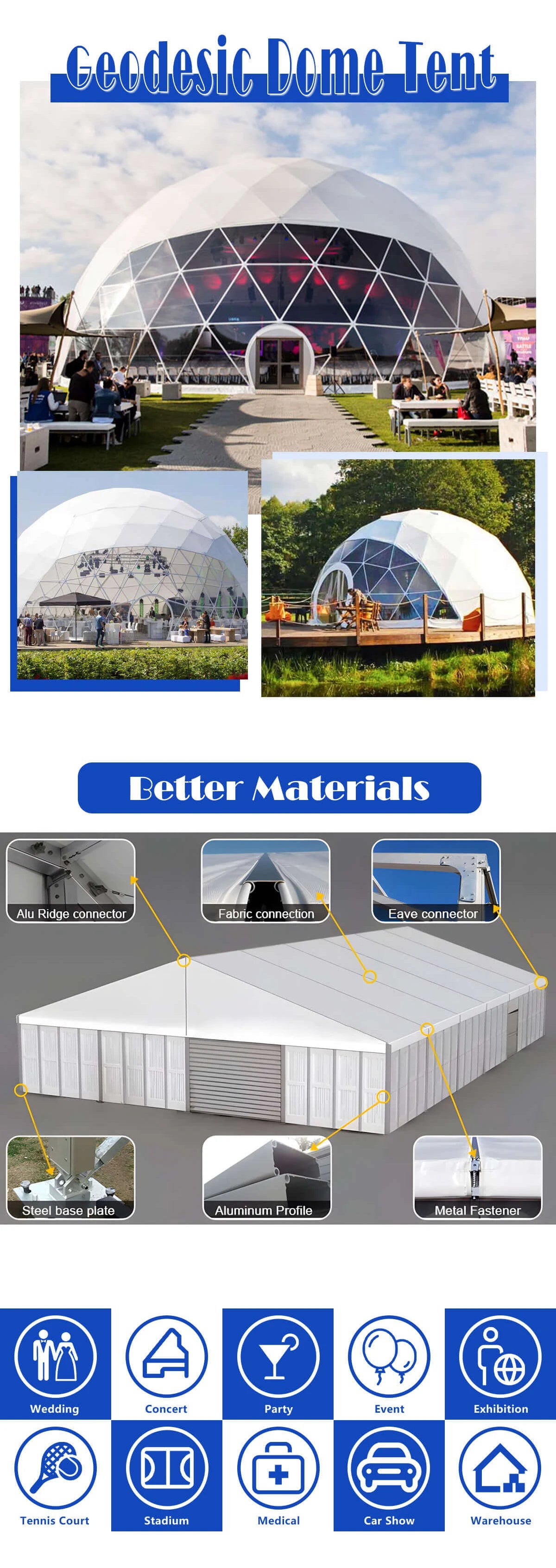 Factory Custom Aluminum Tent Waterproof Large Outdoor Event Wedding Exhibition Shelter PVC Marquee Tent Commercial Banquet Tent
