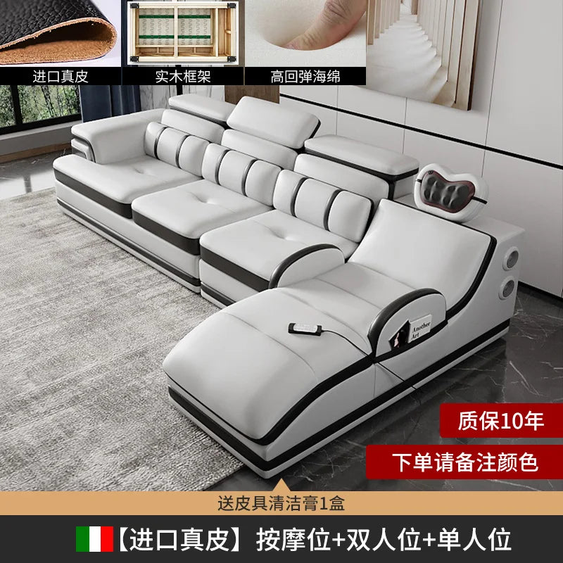PatioLix Massage Minimalist Sofas Modern Leather Sectional Designer Sofas Lazy Luxury Cadeiras Para Sala De Estar Living Room Furniture