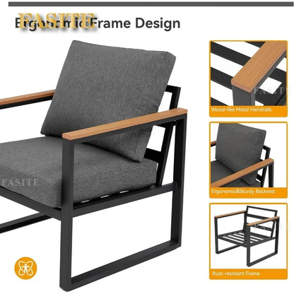 Patio Furniture Set, 4 Pieces Outdoor Patios Furnitures with Table Set, Patios Conversation Sets, Outdoor Patio Furniture Sets