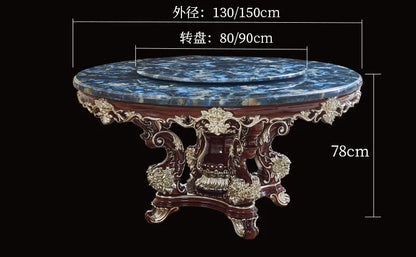 HLZ European Style Dining Table New Luxury High-End Solid Wood Home Marble French Retro Table and Chair Set Villa