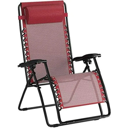 Basics Outdoor Patio Zero Gravity Lounge Chair with Pillow, Folding Reclining and Textilene Adjustable, Folding Lounge 26" Black