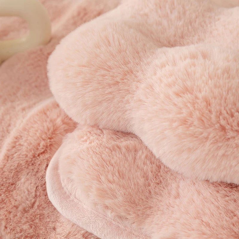 1pc Imitation Rabbit Plush Sofa Cover Winter Warm Thick Plush Soft Sofa Slipcover Pet Favorite Non-slip Protective Couch Cover