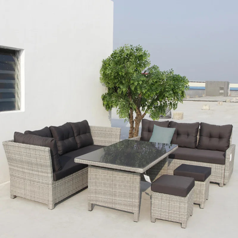 Modern Waterproof Aluminum Alloy Garden Wicker Patio Sofa Set Outdoor Rattan Furniture for Terrace Hotel & Living Room