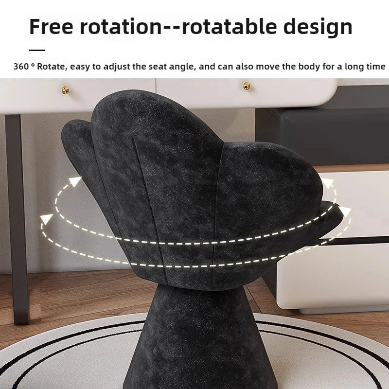 Creative Petals Vanity Stool Creamy Makeup Chair for Girl Modern Nail Salon Seat with Backrest Girly Aesthetic Bedroom Furniture