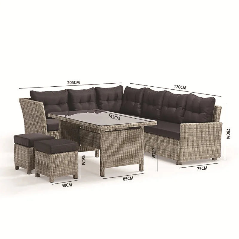 Modern Waterproof Aluminum Alloy Garden Wicker Patio Sofa Set Outdoor Rattan Furniture for Terrace Hotel & Living Room