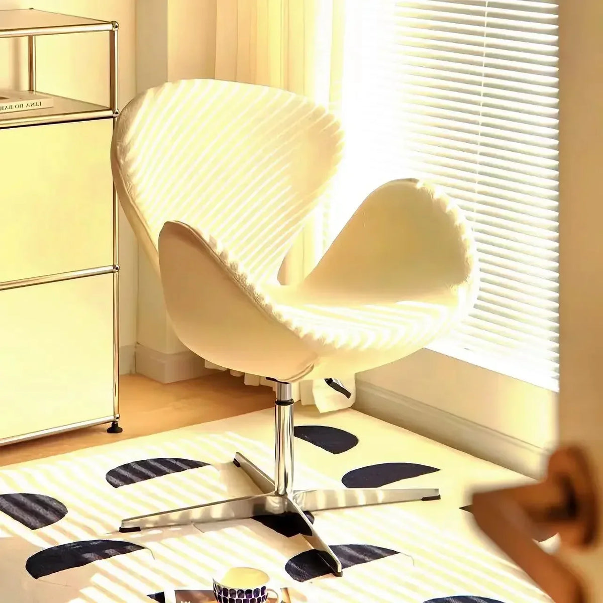 New Computer Chair, Home Bedroom Girls Makeup Chair, Comfortable Sedentary Dressing Table Stool, Sherpa Lift Swivel Chair