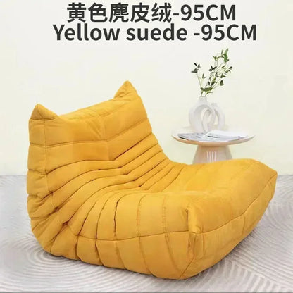 Single Casual Sofa Chair with Cat Scratch Leather Nordic Togo Lazy Caterpillar Sofa Bedroom Living Room Balcony Suede Sofa