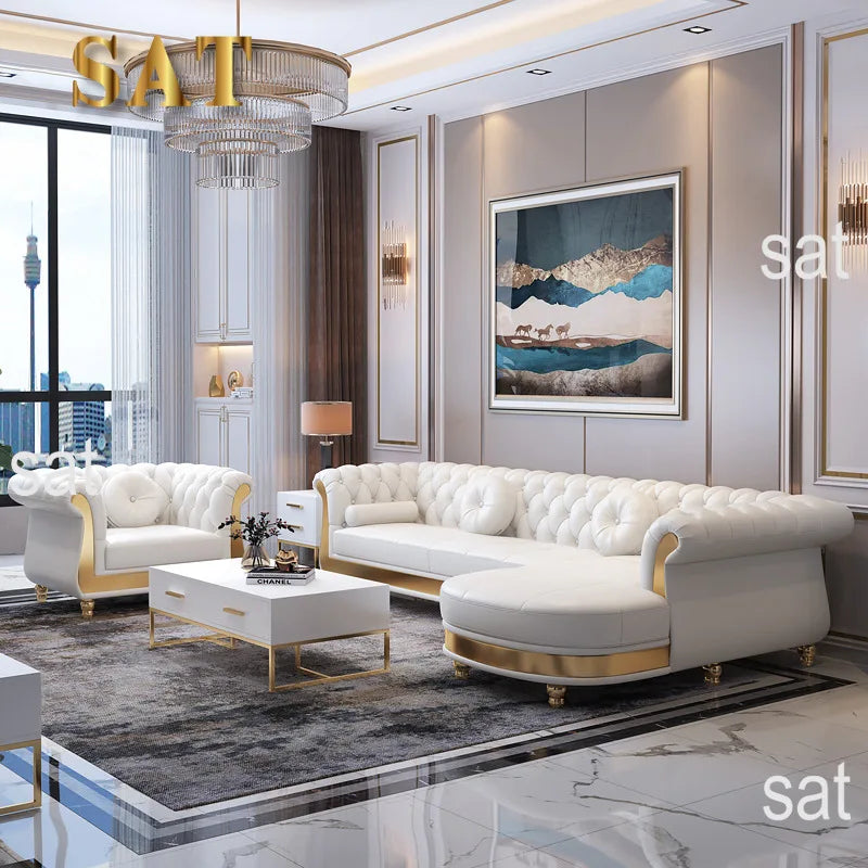 Italian Style Light Luxury Post-modern Sofa Small Apartment Leather First Floor Three-seat Sofa
