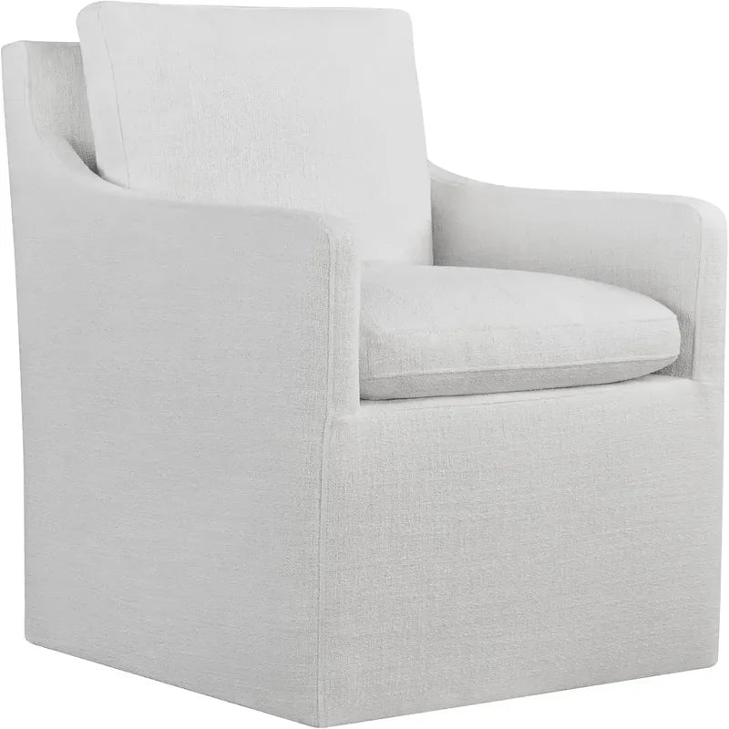 Khaki Upholstered Dining Chair with Casters, Modern Accent Armchair for Dining Room, Bedroom, Living Room, and Reading Room