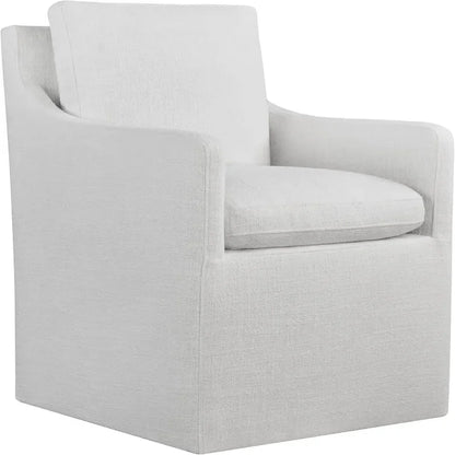 Khaki Upholstered Dining Chair with Casters, Modern Accent Armchair for Dining Room, Bedroom, Living Room, and Reading Room