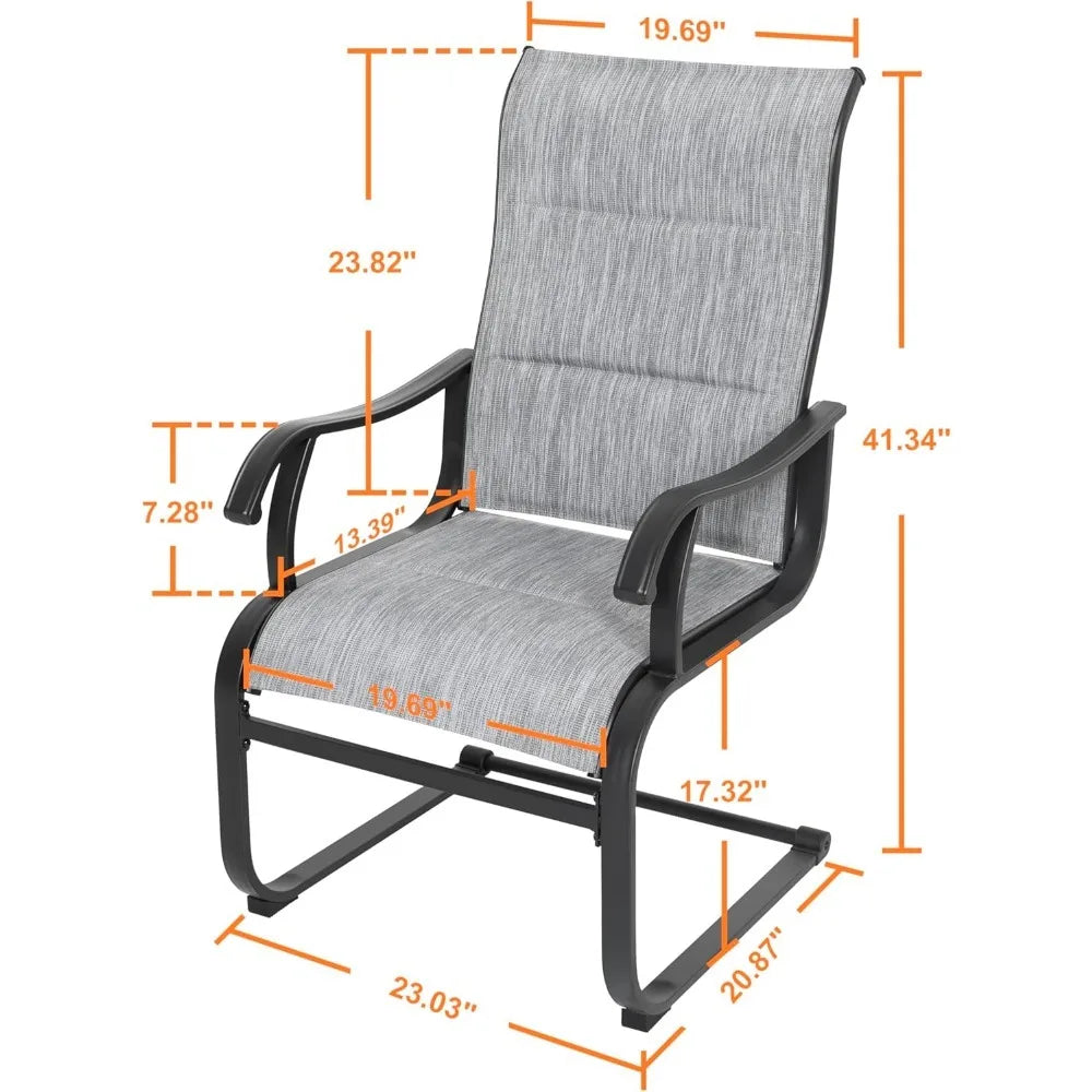 Outdoor Patio Dining Chairs Set of 2 Padded High Back Breathable Spring Motion Patio, Lawn & Garden