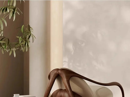 Italian leather sofa, solid wood black walnut balcony, leisure lounge chair, living room rocking chair