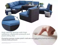 American Modern Courtyard Furniture Leisure Rattan Sofa Chairs Outdoor Country Corner Garden Sofas Patio Furniture Set a