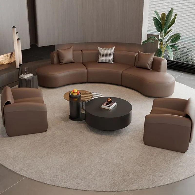 Beauty salon clubhouse lounge area curved sofa coffee table combination