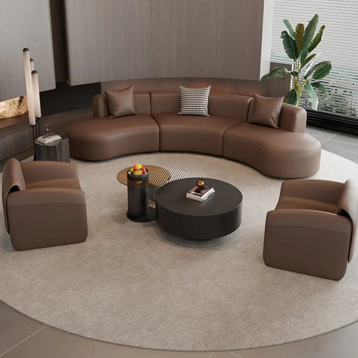 Beauty salon clubhouse lounge area curved sofa coffee table combinatio ...