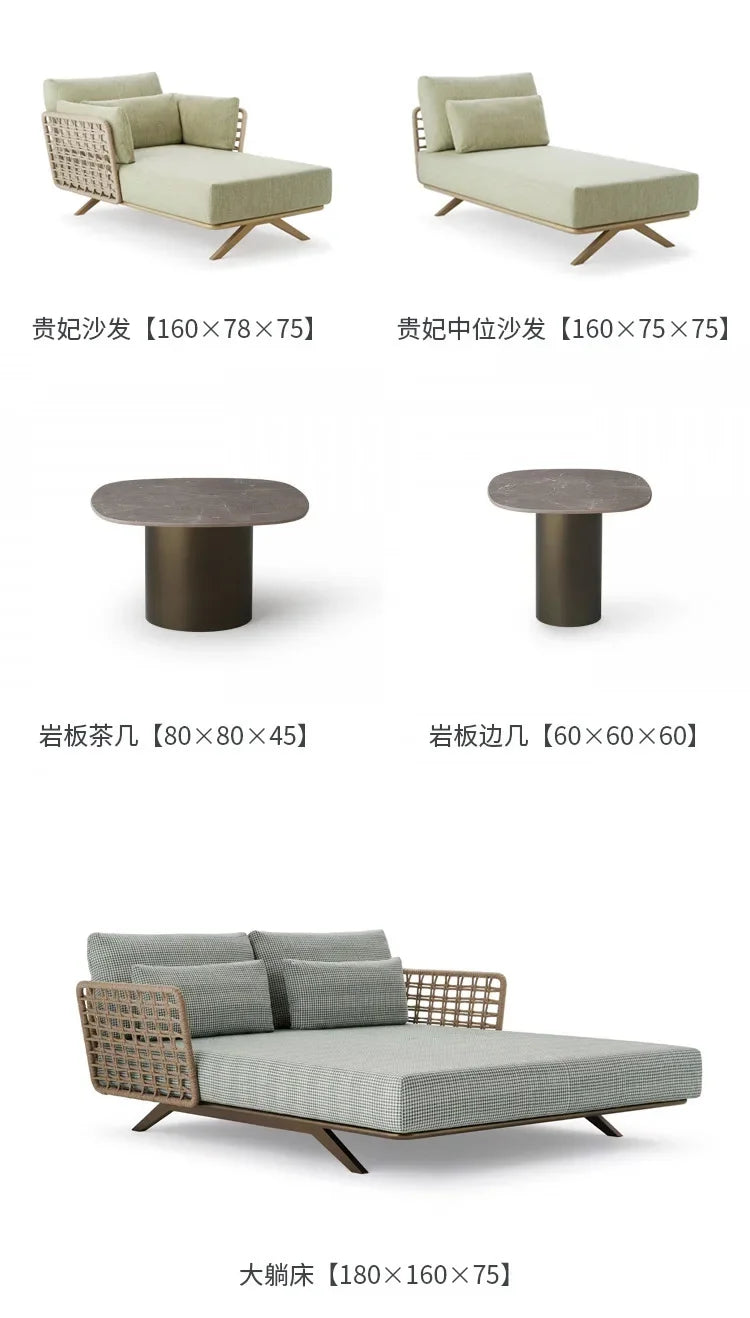 High-end outdoor furniture open-air balcony rain protection sun protection sofa courtyard outdoor villa hotel garden combination