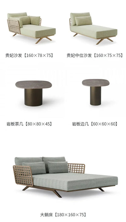 High-end outdoor furniture open-air balcony rain protection sun protection sofa courtyard outdoor villa hotel garden combination
