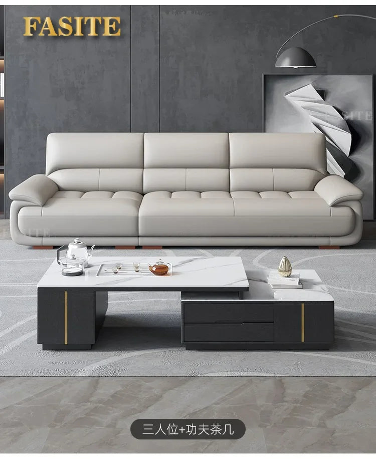 Premium Simple and modern combination imported concubine sofa size apartment living room first layer cowhide leather art sofa