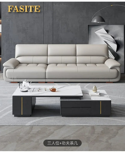 Premium Simple and modern combination imported concubine sofa size apartment living room first layer cowhide leather art sofa