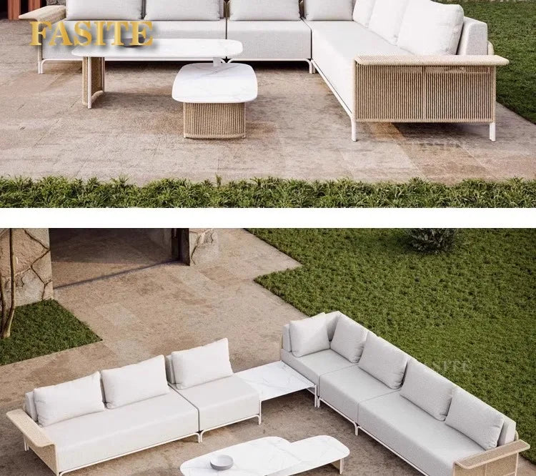 Outdoor Sofa Rattan Courtyard Garden Waterproof and Sunscreen Villa Sofa Simple Combination Rattan Furniture