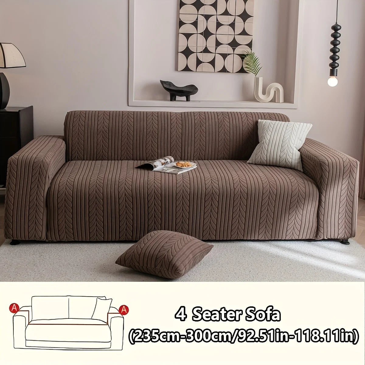 Washable Sofa Cover, Elastic 1pc Striped Sofa Cover | Anti-Scratch & Non-Slip Couch Protector for All Seasons