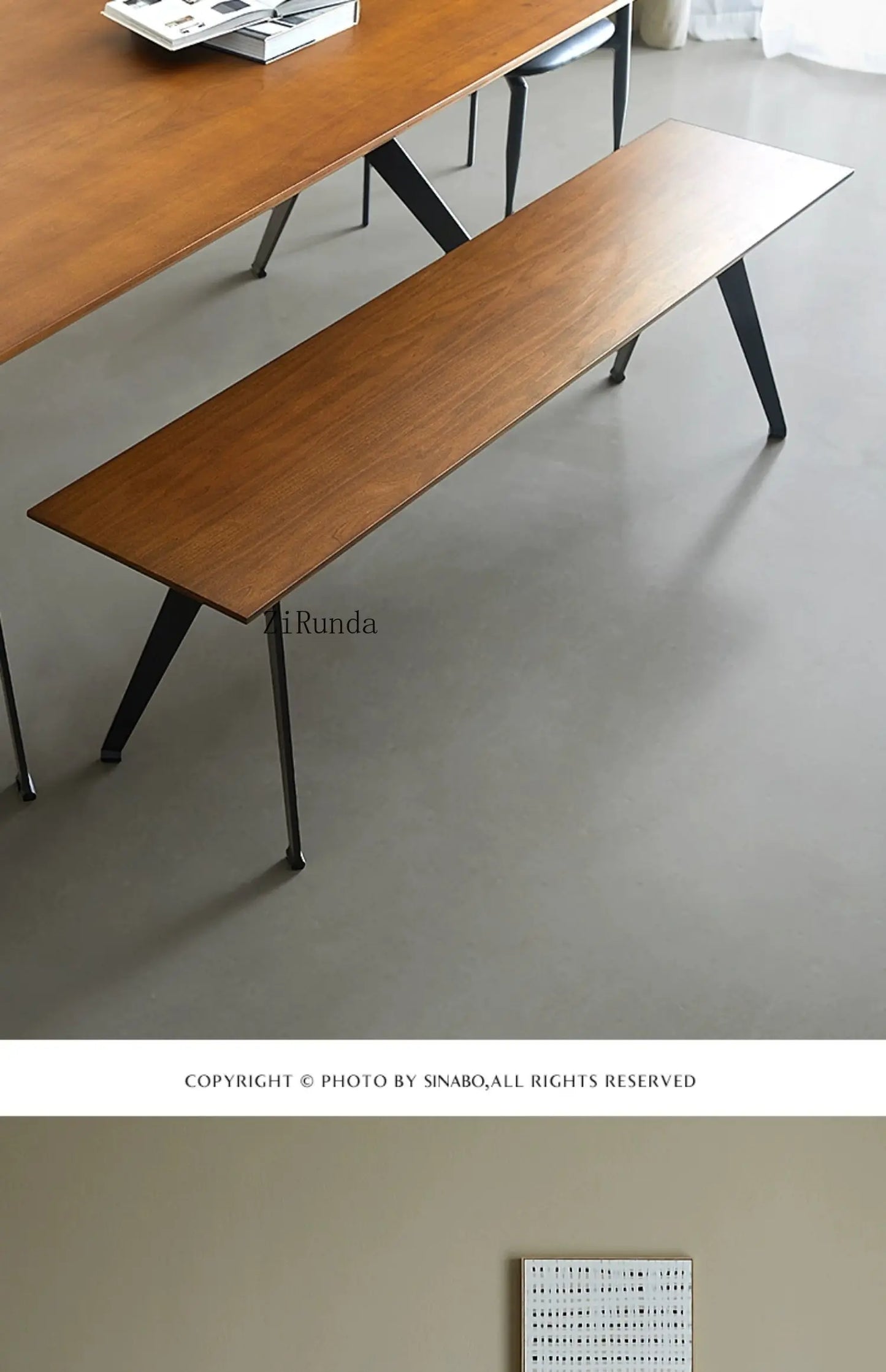 Japanese-style wabi-sabi wind all-solid wood bench light luxury household dining table living room shoe changing stool