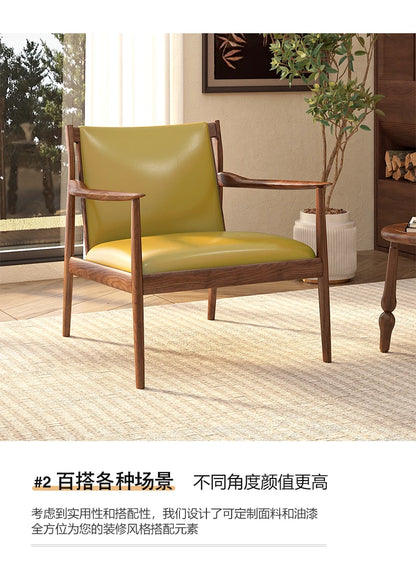 Solid wood medieval single sofa chair designer retro sofa hotel bed and breakfast living room balcony casual armrest chair