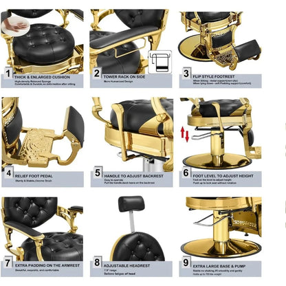 Hair Styling Chair Reclining: Men’s Barber Chairs for Barber Station - Heavy Duty Salon Chair with Footrest for Hair Stylist