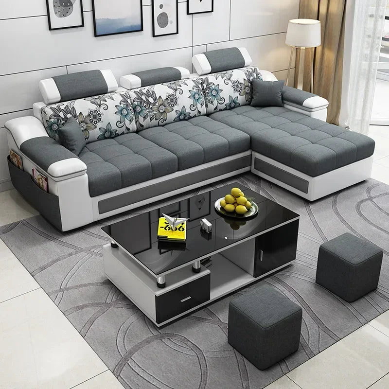 Leather sofa, simple and modern small apartment sofa, three people in the living room