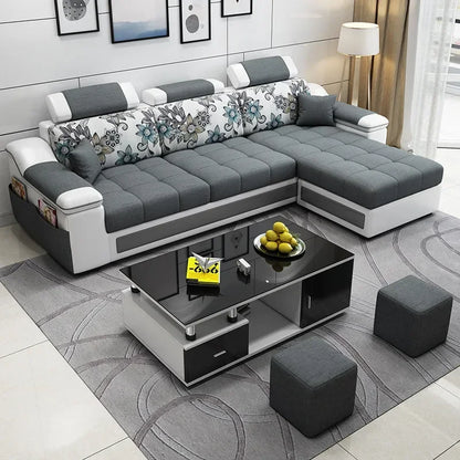 Leather sofa, simple and modern small apartment sofa, three people in the living room