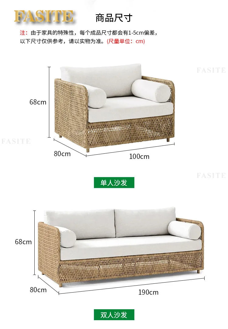 Nordic outdoor sofa, courtyard, terrace, balcony, leisure rattan chair, living room, outdoor waterproof High Quality
